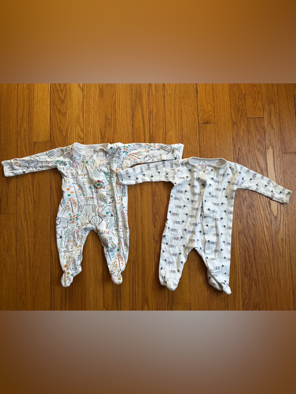 Magnetic Me White Footed Baby One-Pieces with Multicolor Animal Accents